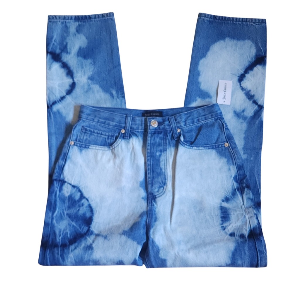 Juicy Couture Indigo Tie Dye Relaxed 5 Pocket Denim Jeans Women Size 25 NWT $120 - Picture 5 of 6